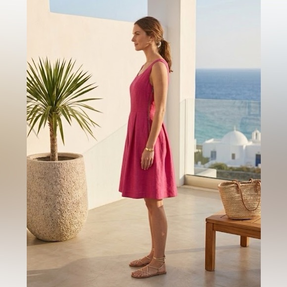 JM Studio by John Meyer Pink Pleated Fit & Flare Dress Sleeveless Size 8 Resort - Picture 3 of 11